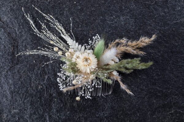 Pampas grass bridal comb ivory Dried flowers Floral bridesmaid Hair ...