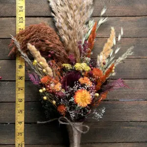 Autumn Bridesmaid Wedding Bouquet - fall burgundy burnt orange thistle pampas grass wildflower