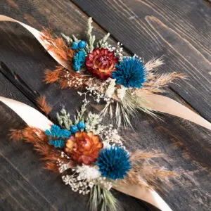 Corsage for Autumn Teal wedding bouquet set