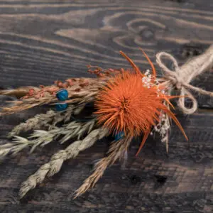 Boutonniere bigger size for Autumn Teal accent wedding bouquet set
