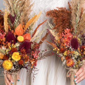 wedding-sets - fall-autumn-burgundy-orange-wedding-bouquet-with-pampas-grass-teasel-thistle-dried-flowers-SET-2021-01