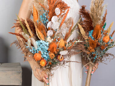 Gallery 4 wedding-sets - fall-autumn-burnt-orange-rust-sage-green-blue-terracotta-wedding-bouquet-flowers-with-pampas-grass-thistle-lunaria-dried-flower-SET-2021-14