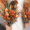 wedding-sets - fall-autumn-orange-blue-emerald-green-wedding-bouquet-with-pampas-grass-thistle-teasel-dried-flowers-SET-2021-10
