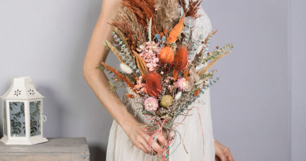 wedding-sets - fall-autumn-orange-pink-wedding-bouquet-with-pampas-grass-teasel-thistle-dried-flowers-SET-2021-05