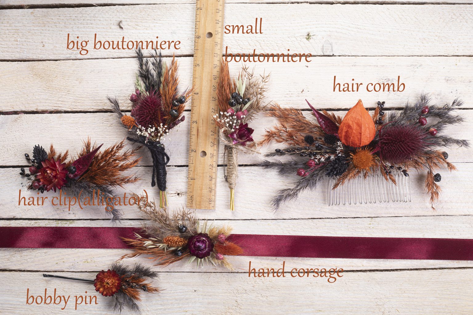 Burgundy Black Gothic Wedding Bouquet Set Black Orange Burgundy burgundy-black-gothic-wedding-bouquet-set-black-orange-burgundy