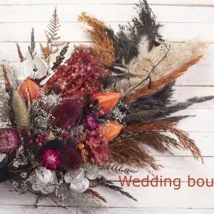 Bridal Wedding Bouquet - Black Orange Burgundy