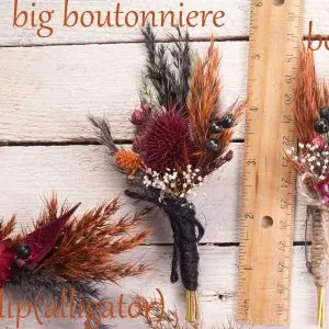 Boutonniere Bigger size for Black Orange Burgundy bouquet set