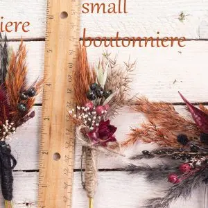 Boutonniere Smaller size for Black Orange Burgundy bouquet set