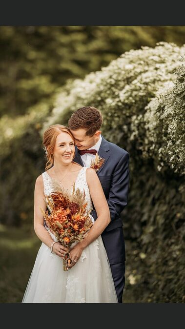 Orange Burgundy Wedding bouquet Set - burgundy orange pampas grass thistle 38