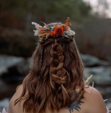 Teal blue Wedding bouquet Set - burnt orange pampas grass 22