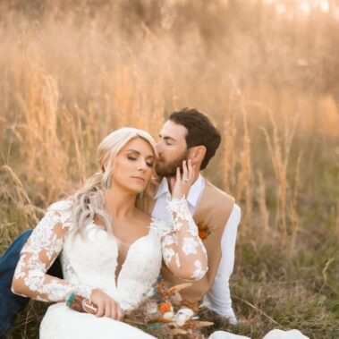 Teal blue Wedding bouquet Set - burnt orange pampas grass 28