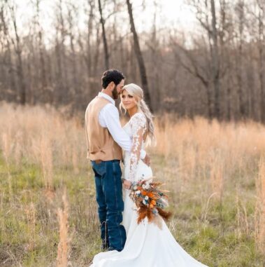 Teal blue Wedding bouquet Set - burnt orange pampas grass 24