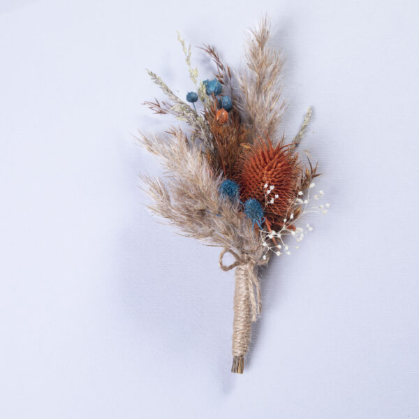 Teal blue Mens Large Boutonniere