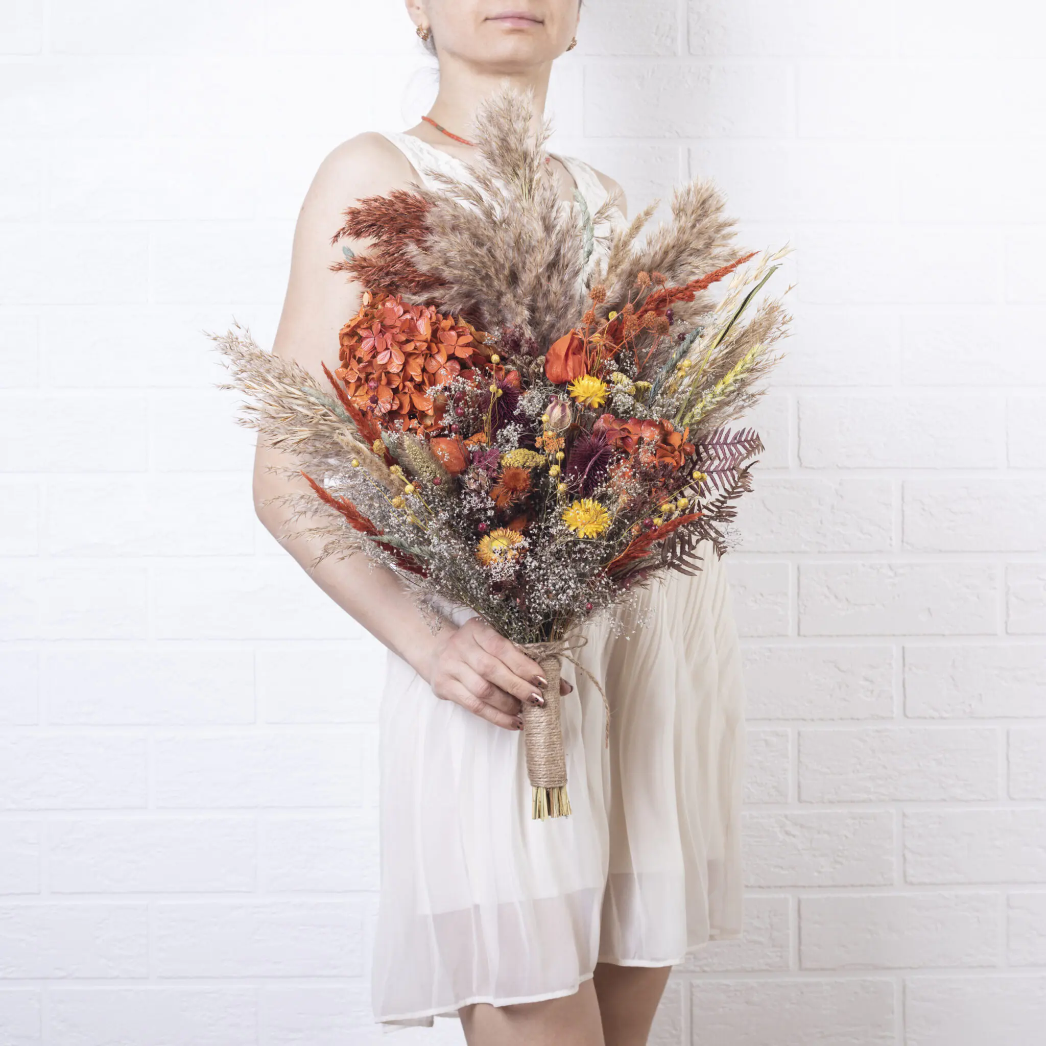 Bridal Wedding Bouquet - Orange Burgundy - Image 4